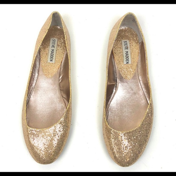 Steve Madden Sequined Gold Ballet Flats - Picture 4 of 7